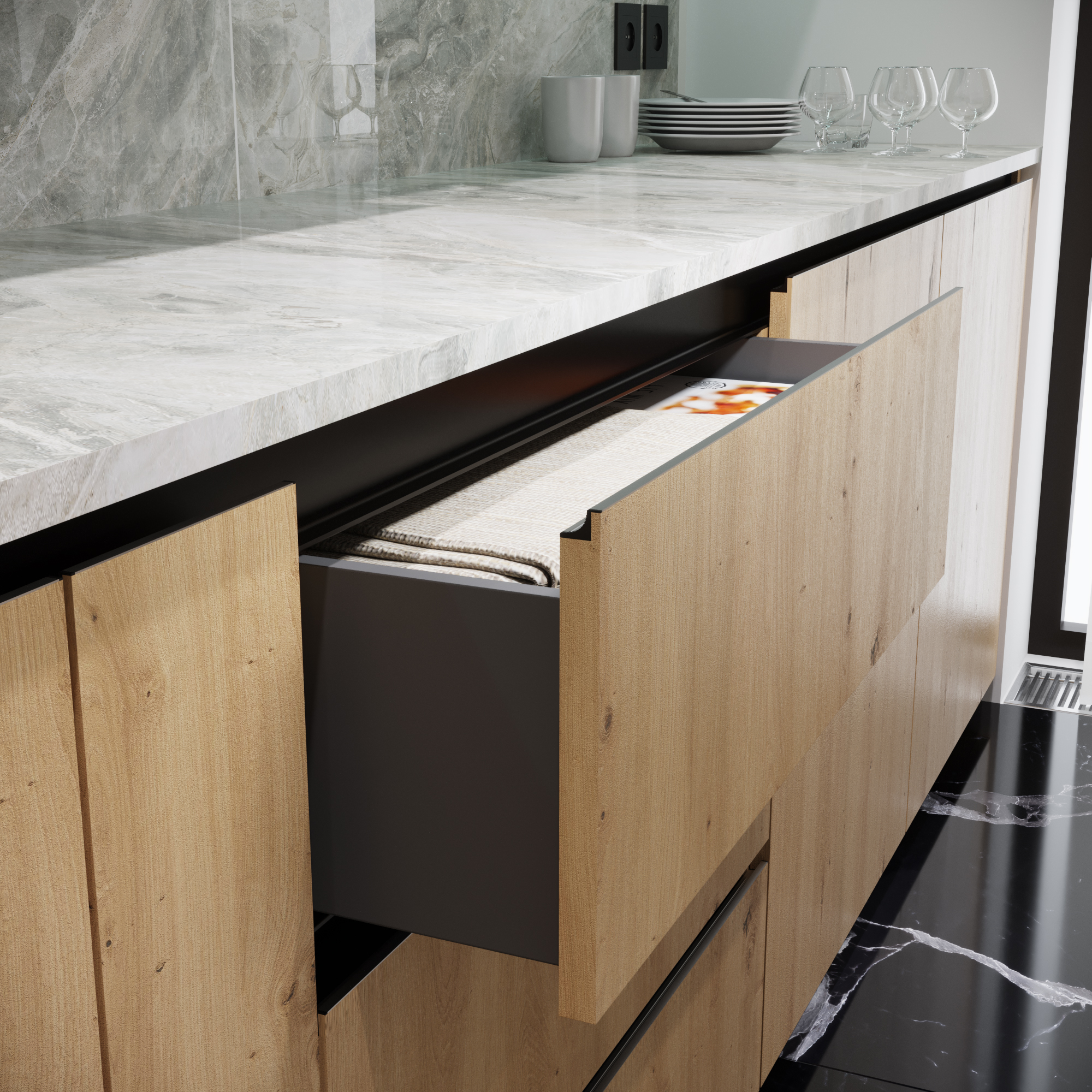 Ручка-профіль врізна Virno Lines 416 L=3000 чорний матовий